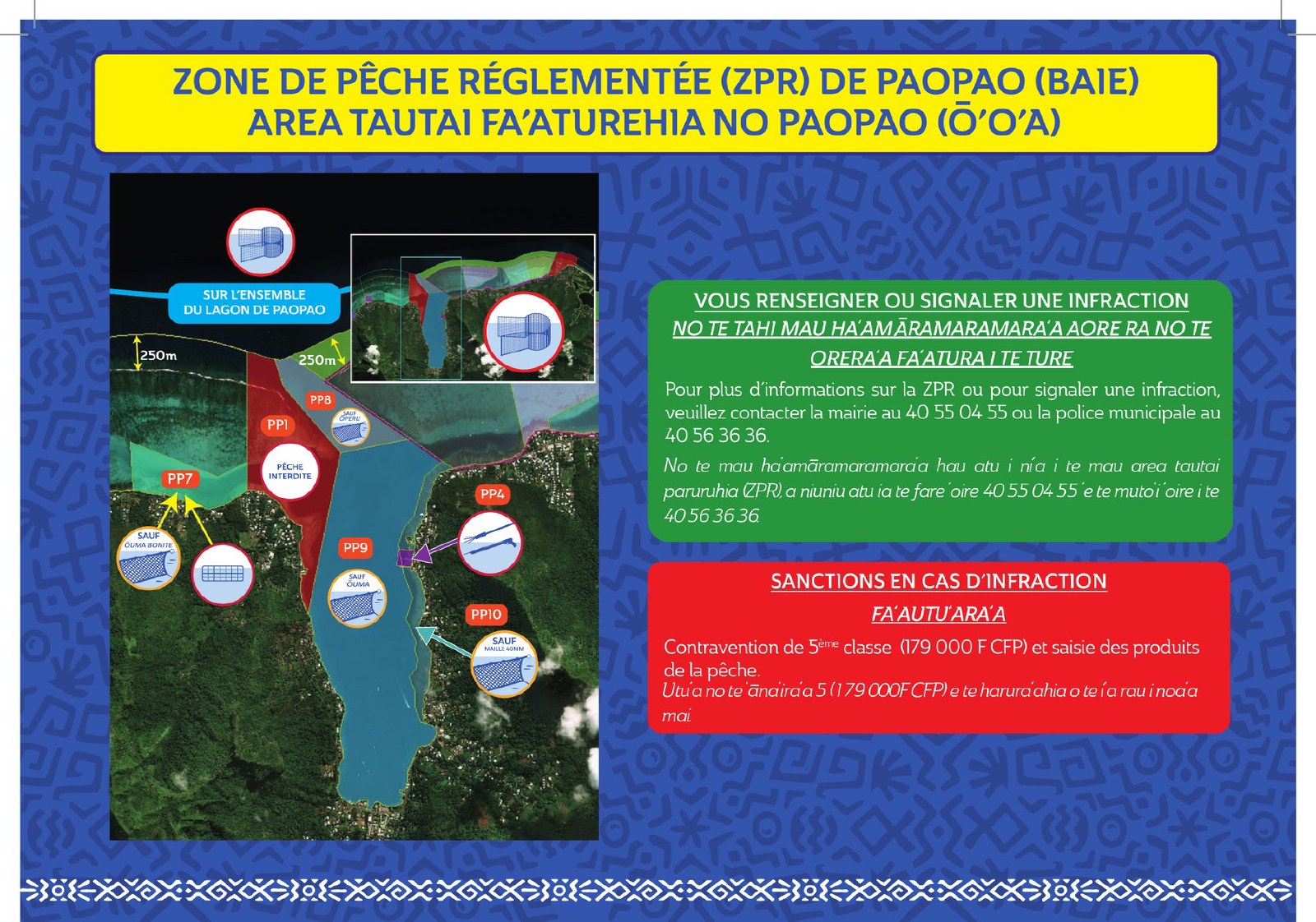 Baie de Paopao — Carte des zones
